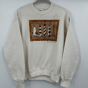 Vintage USA Fruit of the Loom Best Outer‎ Banks Lighthouses Sweatshirt Graphic